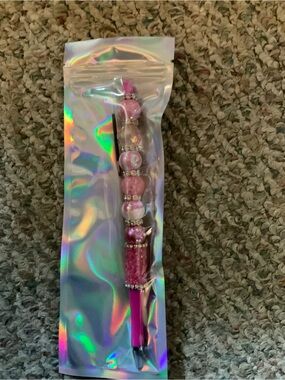Pink Beaded Decorative Pen - Home Office